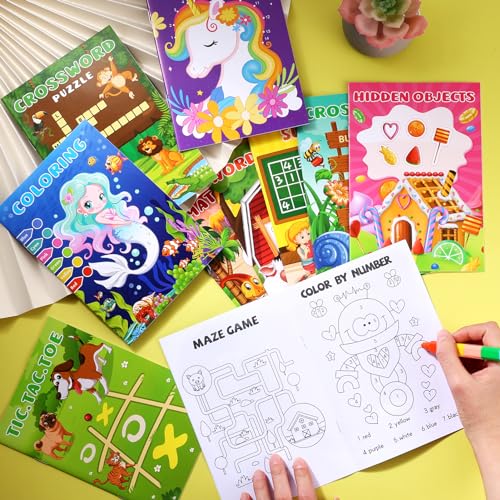 24-Pack Mini Activity Books for Kids Ages 4-12 – Bulk Party Favors with Mazes, Coloring, Puzzles