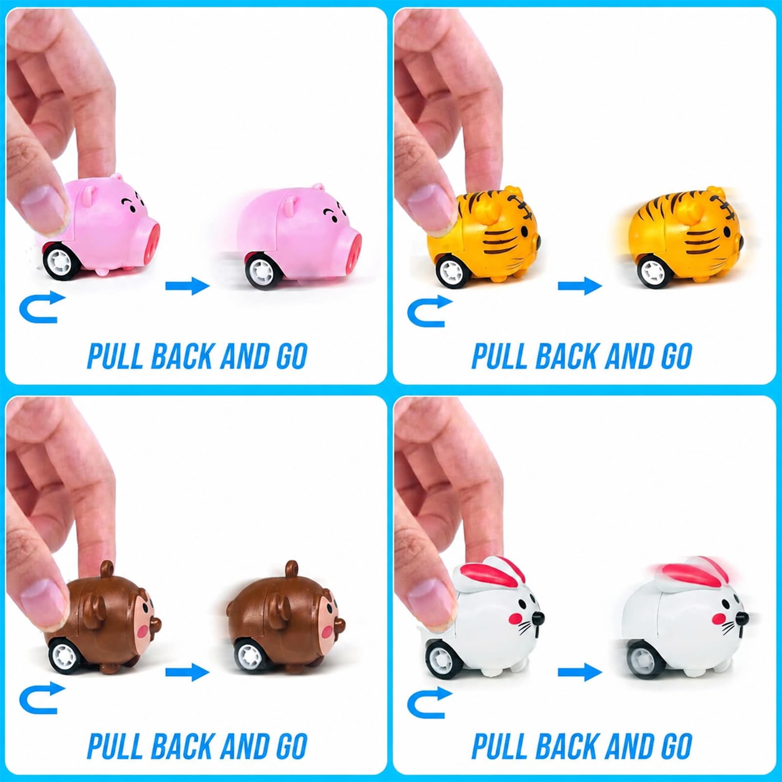 24-Pack Mini Animal Pull Back Cars by AMENON – Friction Powered Toy Cars for Toddlers, Party Favors & Classroom Prizes