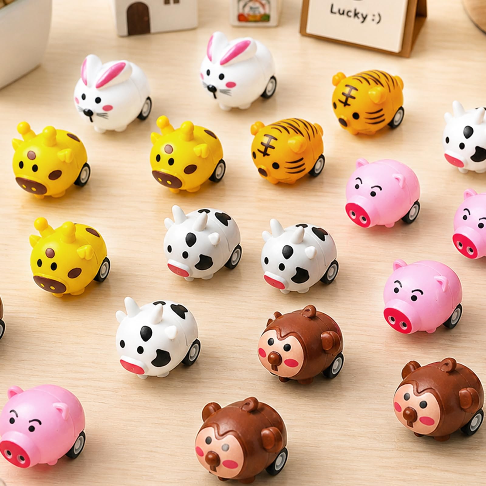 24-Pack Mini Animal Pull Back Cars by AMENON – Friction Powered Toy Cars for Toddlers, Party Favors & Classroom Prizes