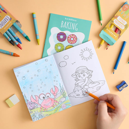 24-Pack Mini Coloring Books for Kids Ages 3+ - 6 Themes: Castles, Dragons, Space, Pirates, Baking, Beach - Party Favors & Classroom Activities by THE TWIDDLERS