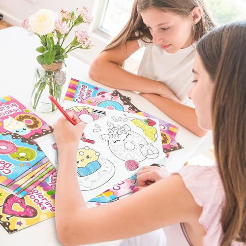 24 Pack Mini Donut Coloring Books for Kids - Cute Kawaii Doughnut Activity Booklets for Party Favors and Classroom