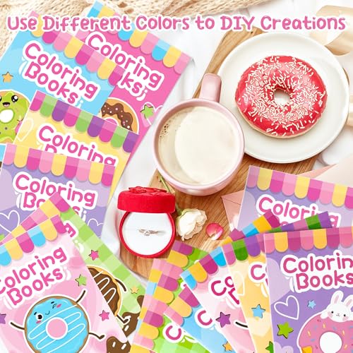 24 Pack Mini Donut Coloring Books for Kids - Cute Kawaii Doughnut Activity Booklets for Party Favors and Classroom
