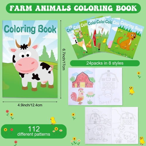 24 Pack Mini Farm Animals Coloring Books for Toddlers – Bulk Party Favors