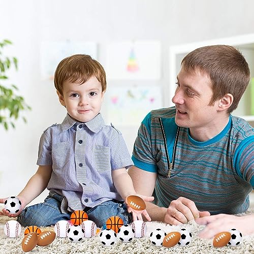 24 Pack Mini Foam Soccer Ball Cupcake Toppers – Stress Balls for Party Favors & School Rewards