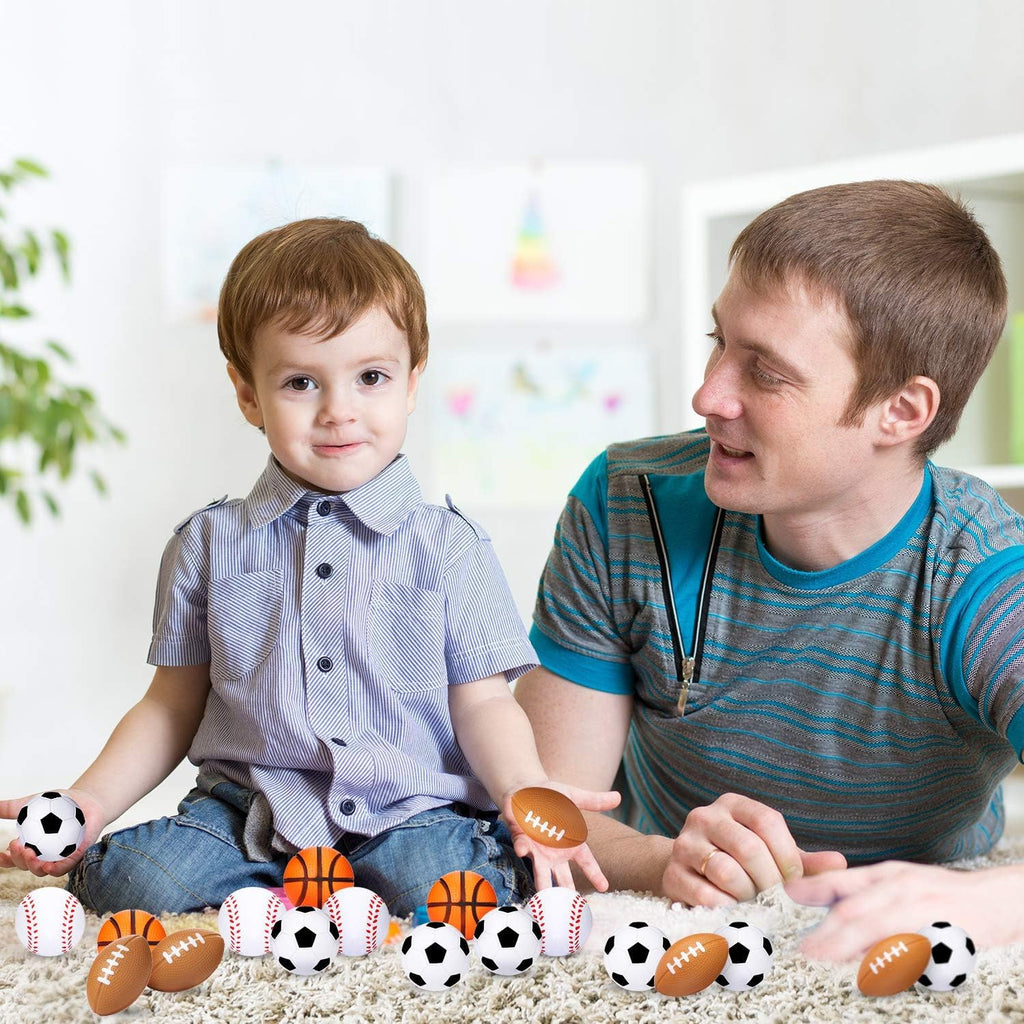 24 Pack Mini Foam Soccer Ball Cupcake Toppers – Stress Balls for Party Favors & School Rewards