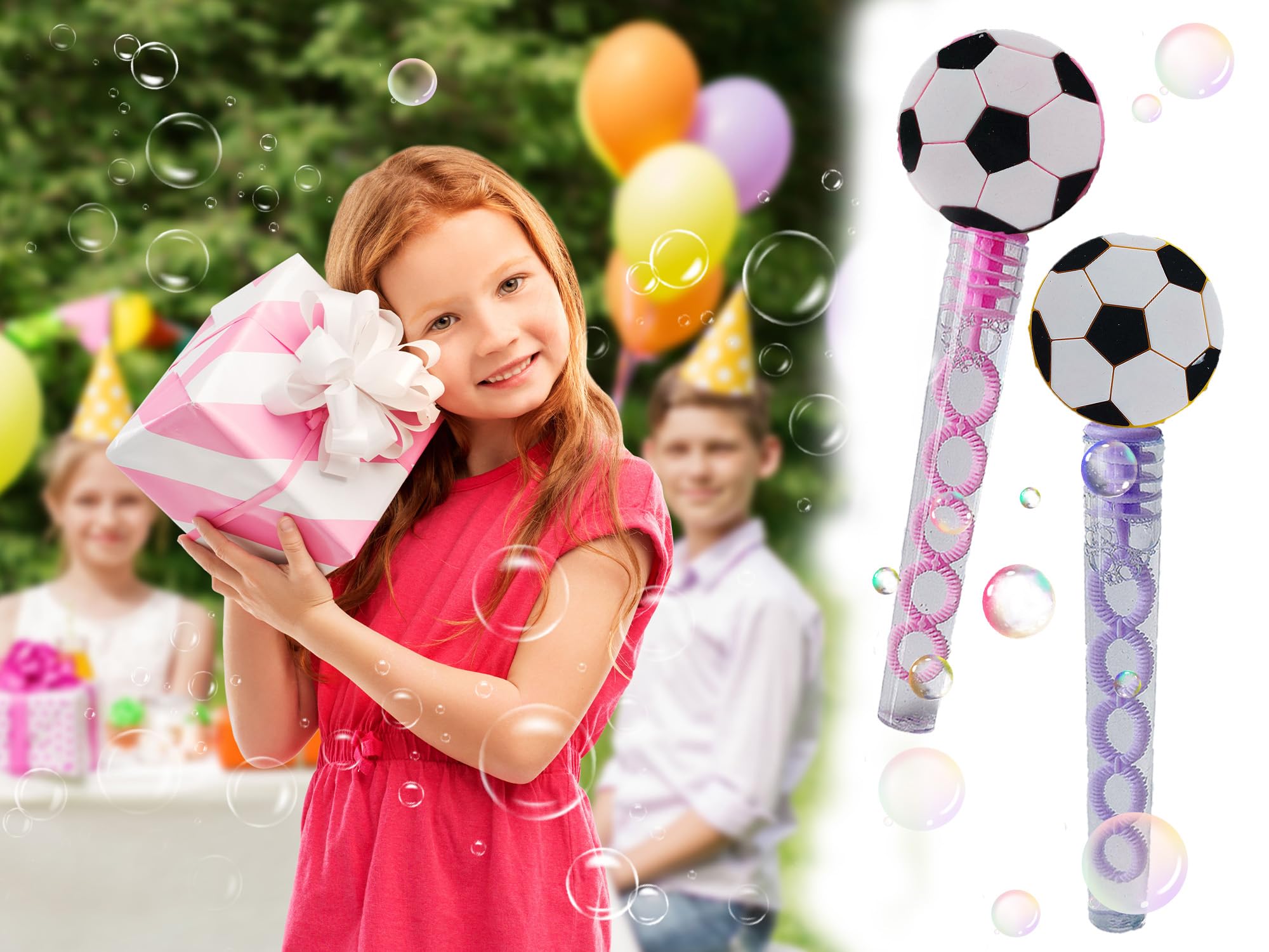 24-Pack Mini Soccer Bubble Wands – Party Favors, Classroom Prizes, Carnival Giveaways