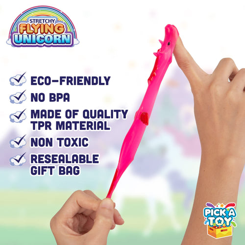 24-Pack Mini Unicorn Slingshot Toys for Kids Party Favors – Stretchy 2.5-Inch Flying Unicorns with TPR Material