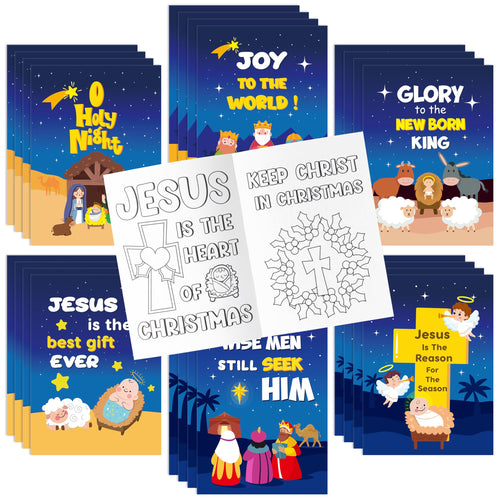 24-Pack Nativity Christmas Coloring Books for Kids - Bulk DIY Christian Activity