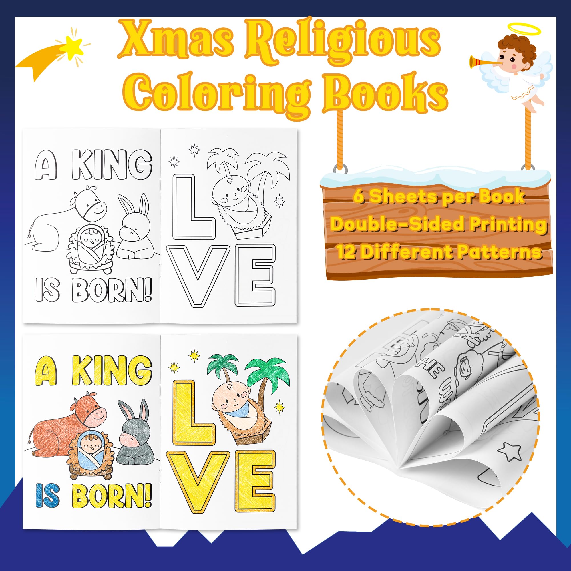 24-Pack Nativity Christmas Coloring Books for Kids - Bulk DIY Christian Activity