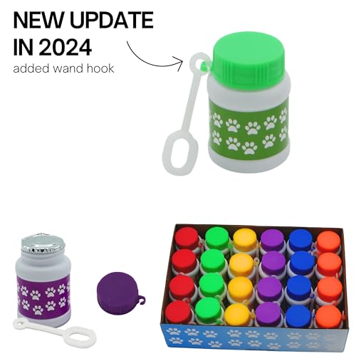 24 Pack Paw Print Bubble Bottles - 1 oz Mini Bubbles with Wands, Party Favors for Kids