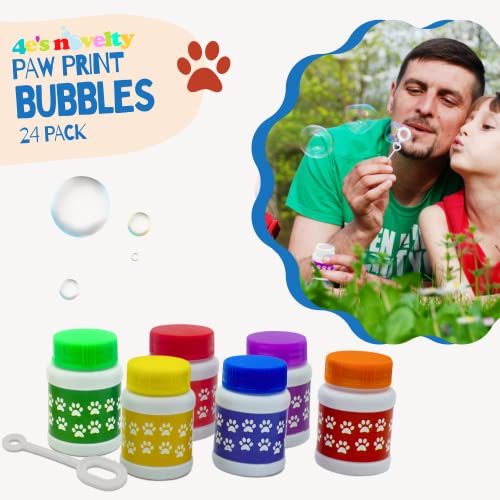 24 Pack Paw Print Bubble Bottles - 1 oz Mini Bubbles with Wands, Party Favors for Kids