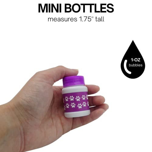 24 Pack Paw Print Bubble Bottles - 1 oz Mini Bubbles with Wands, Party Favors for Kids
