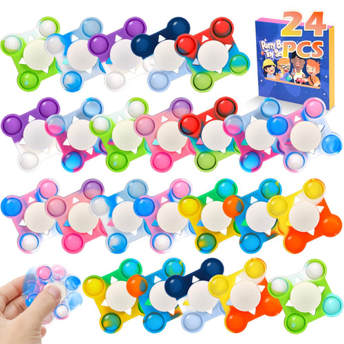 24-Pack Pop Fidget Spinner Party Favors – Colorful Sensory Toys for Stress Relief, Classroom Prizes, and Birthday Goodie Bags