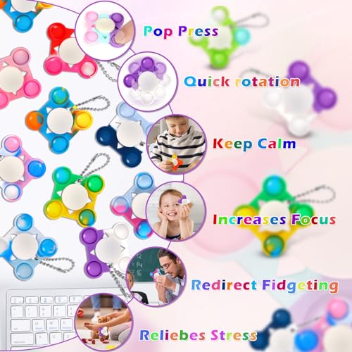 24-Pack Pop Fidget Spinner Party Favors – Colorful Sensory Toys for Stress Relief, Classroom Prizes, and Birthday Goodie Bags