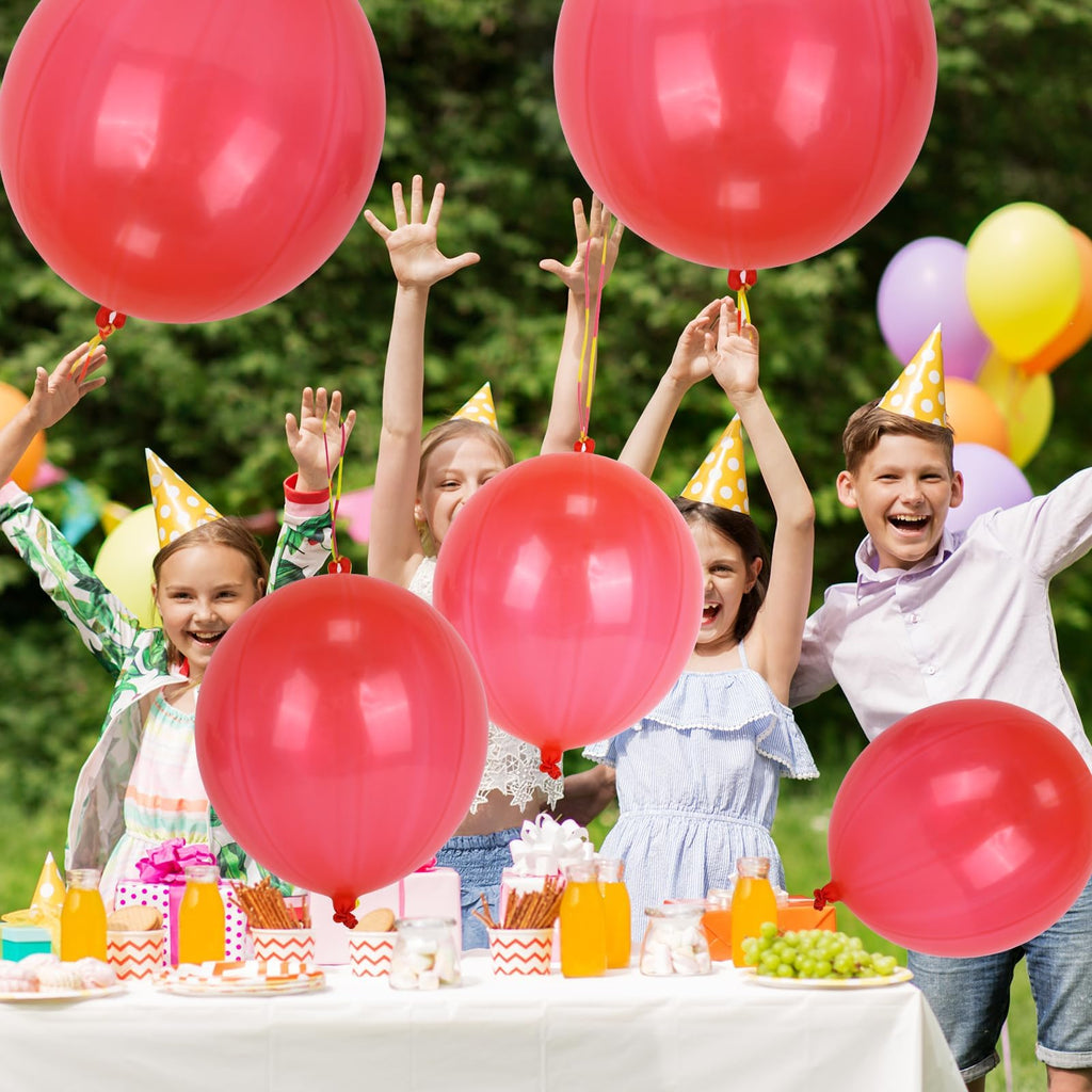 24-Pack Red Punch Balloons with Rubber Band Handle – Heavy Duty Latex for Birthday Party Favors