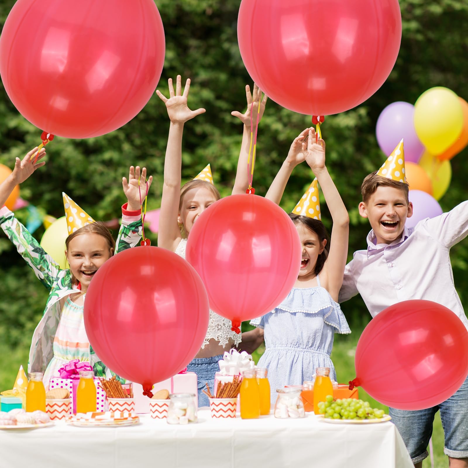24-Pack Red Punch Balloons with Rubber Band Handle – Heavy Duty Latex for Birthday Party Favors