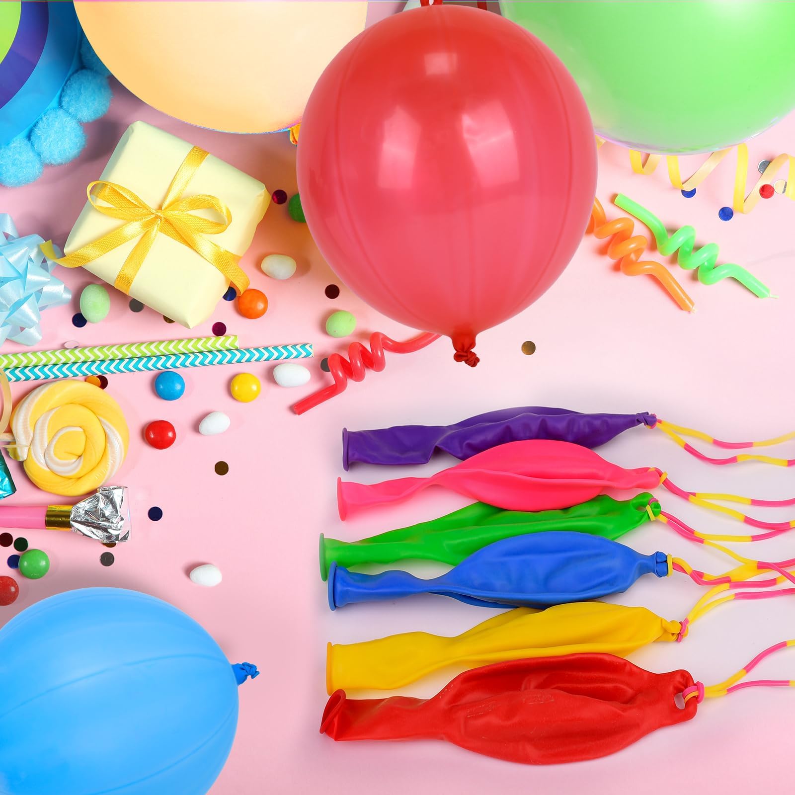 24-Pack Red Punch Balloons with Rubber Band Handle – Heavy Duty Latex for Birthday Party Favors