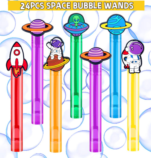24-Pack Space Bubble Wands – Astronaut Party Favors, Goodie Bag Stuffers, Classroom Prizes