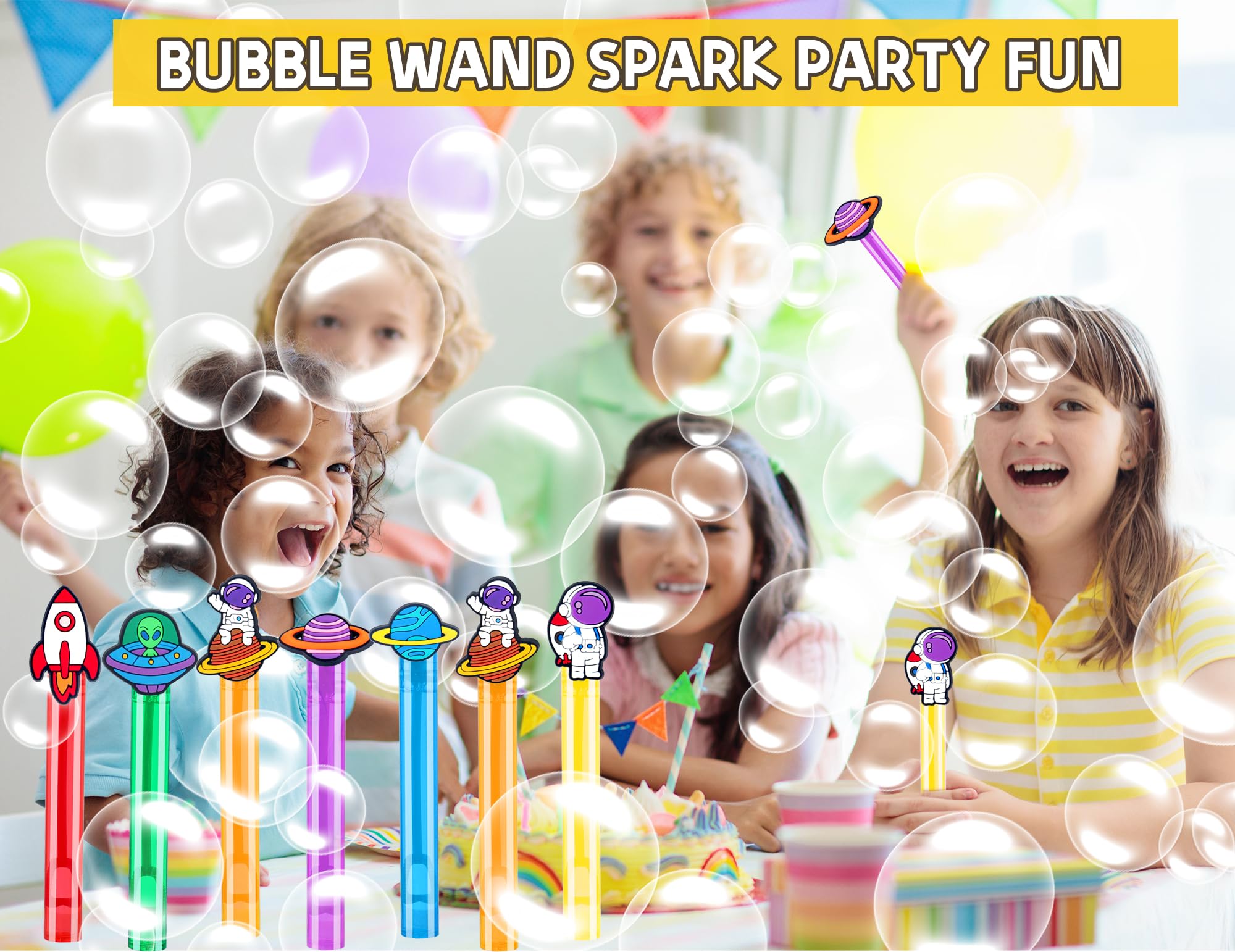 24-Pack Space Bubble Wands – Astronaut Party Favors, Goodie Bag Stuffers, Classroom Prizes