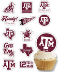 24-Pack Texas A&M Cupcake Toppers by PartyKandy – Preassembled Recyclable Decor for Birthdays, Graduations & Tailgates