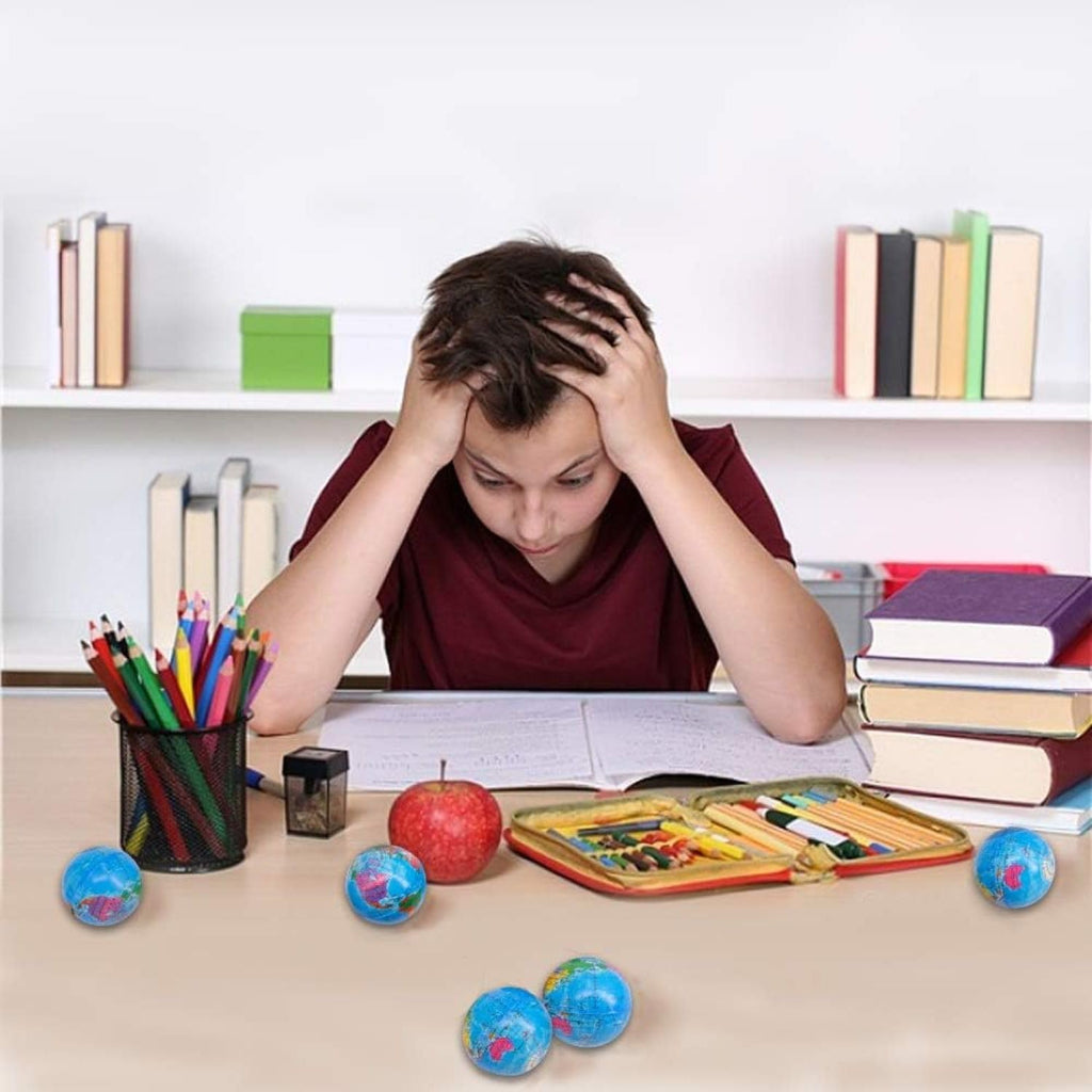 24 Pack World Map Stress Balls - 2.5 Inch Squeezable Globe Balls, Classroom Party Favors & Stress Relief for Kids and Adults