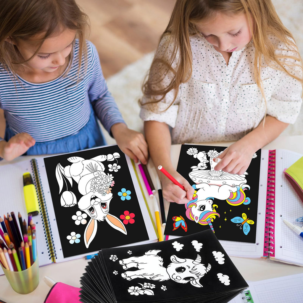 24-Pack Zhanmai Velvet Coloring Posters – Animal Themes, 8x10 Inches, Bulk Set for Kids' Crafts and Party Activities