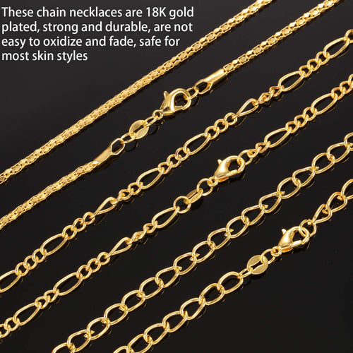 24-Piece Gold & Silver Plated DIY Chain Necklace Set – 24 Inch, Mixed Styles for Jewelry Making