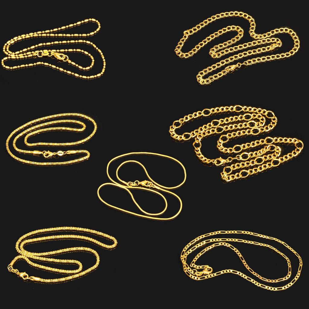 24-Piece Gold & Silver Plated DIY Chain Necklace Set – 24 Inch, Mixed Styles for Jewelry Making
