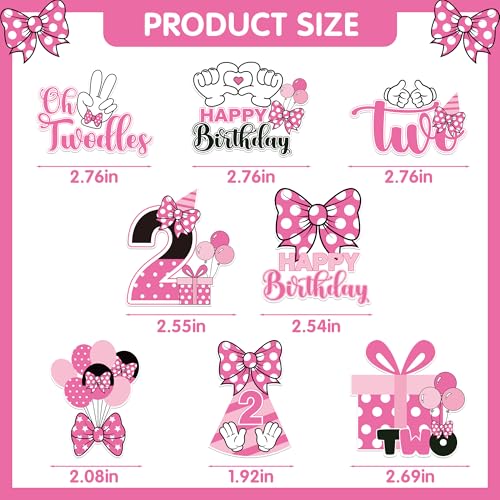 24-Piece Pink & White Mouse Cupcake Toppers for 2nd Birthday Party - iPartyGo