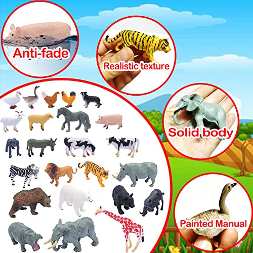 24-Piece Realistic Animal Figurines Set – Jungle & Farm Animals for Kids, Cake Toppers, Educational Toys