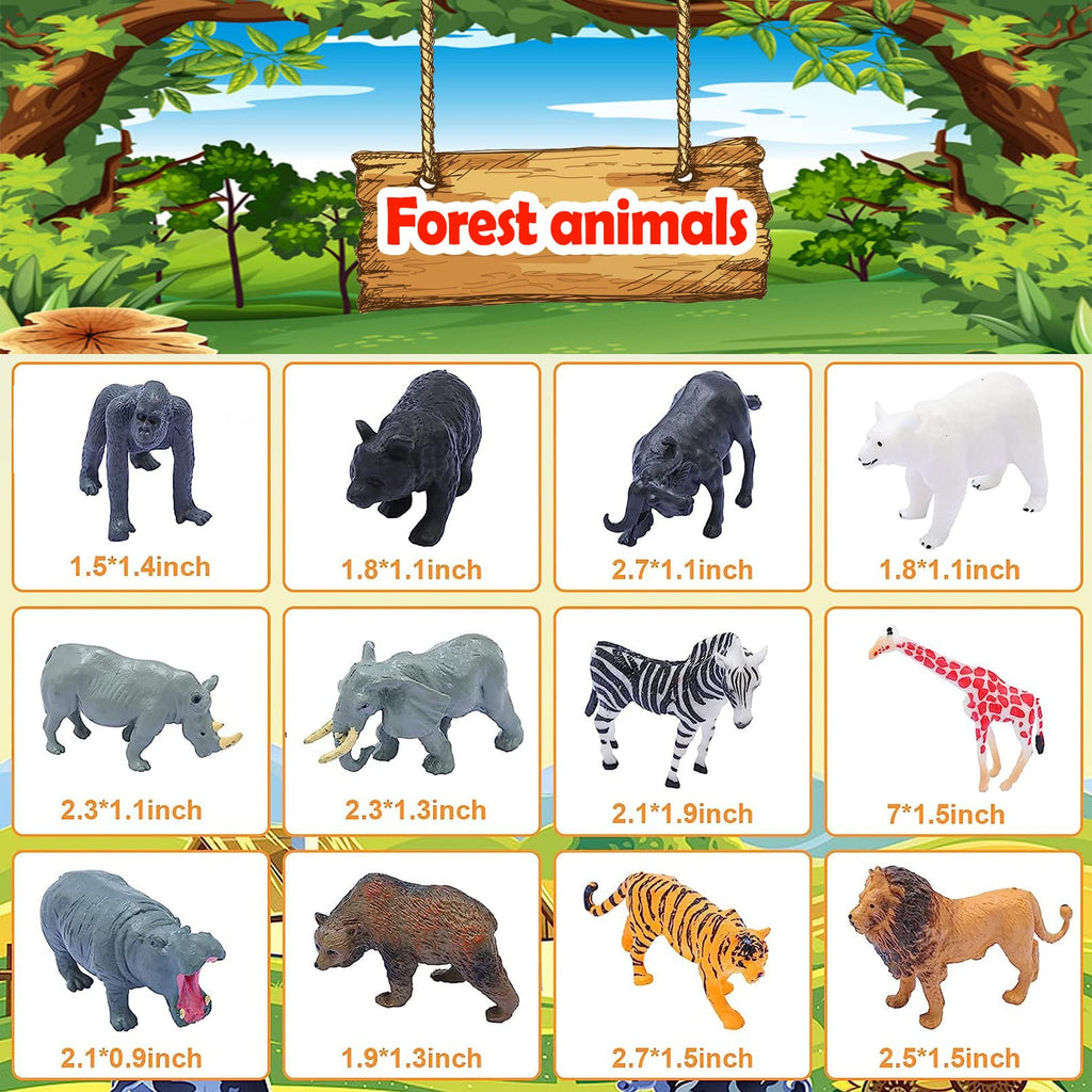 24-Piece Realistic Animal Figurines Set – Jungle & Farm Animals for Kids, Cake Toppers, Educational Toys