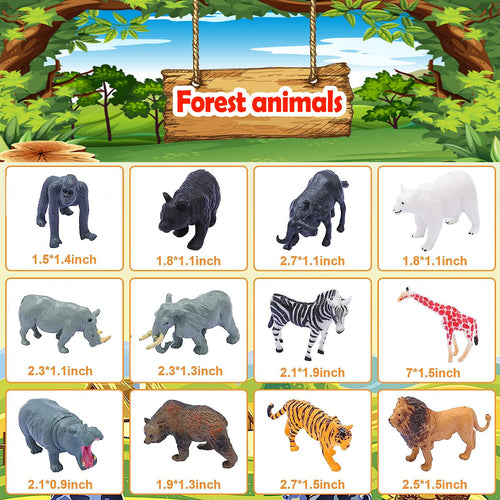 24-Piece Realistic Animal Figurines Set – Jungle & Farm Animals for Kids, Cake Toppers, Educational Toys