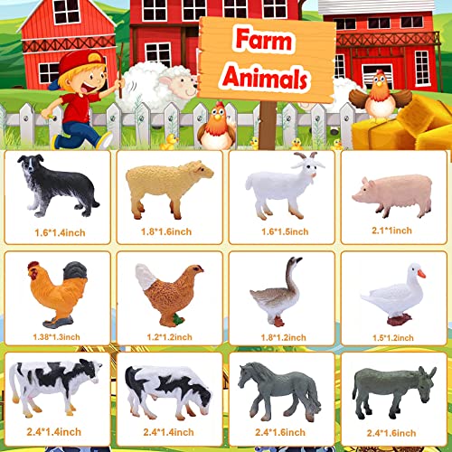 24-Piece Realistic Animal Figurines Set – Jungle & Farm Animals for Kids, Cake Toppers, Educational Toys