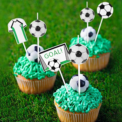 24-Piece Soccer Cake Topper Set with Happy Birthday and Ball Candles