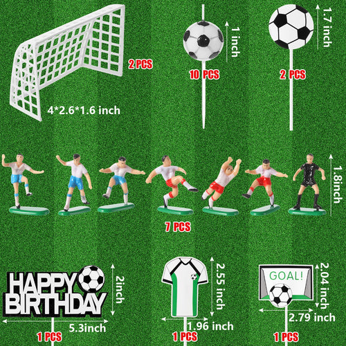 24-Piece Soccer Cake Topper Set with Happy Birthday and Ball Candles