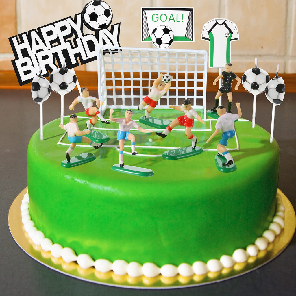 24-Piece Soccer Cake Topper Set with Happy Birthday and Ball Candles