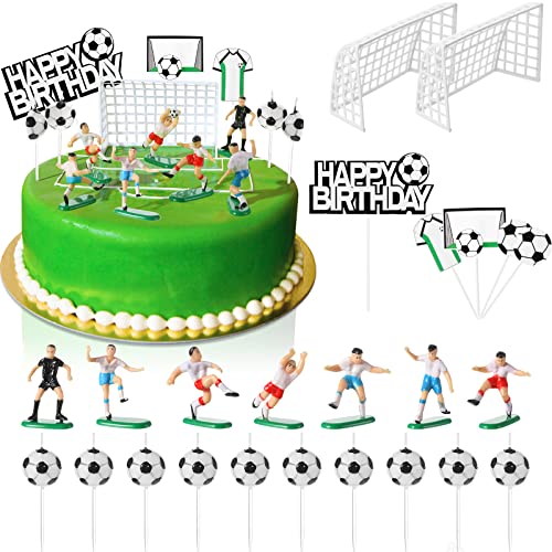 24-Piece Soccer Cake Topper Set with Happy Birthday and Ball Candles