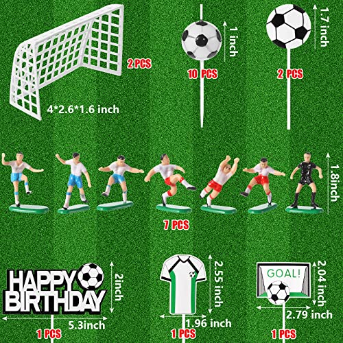 24-Piece Soccer Cake Topper Set with Happy Birthday and Ball Candles