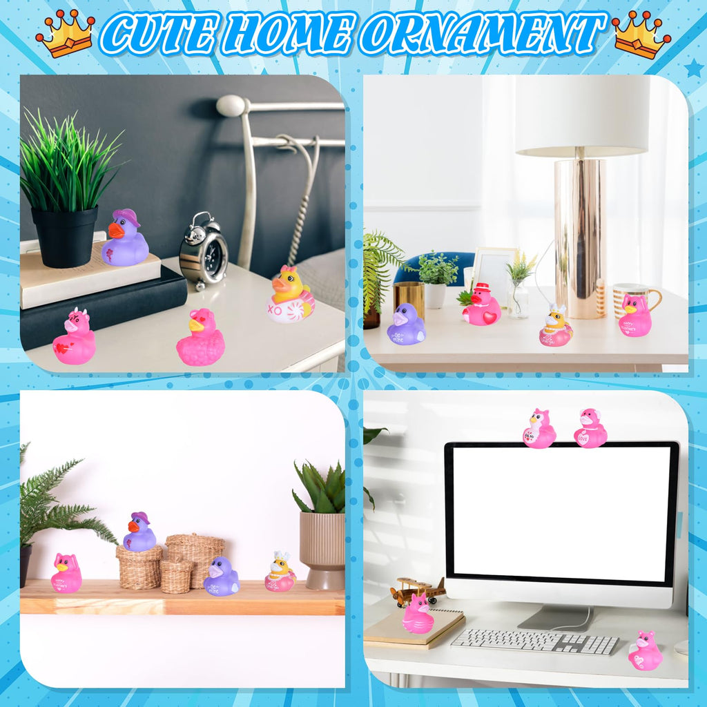 24 Pink Rubber Ducks with Cards and Bands – Bulk Party Favors for Birthday, Baby Shower, or Cruise Ship Fun | BOZILY