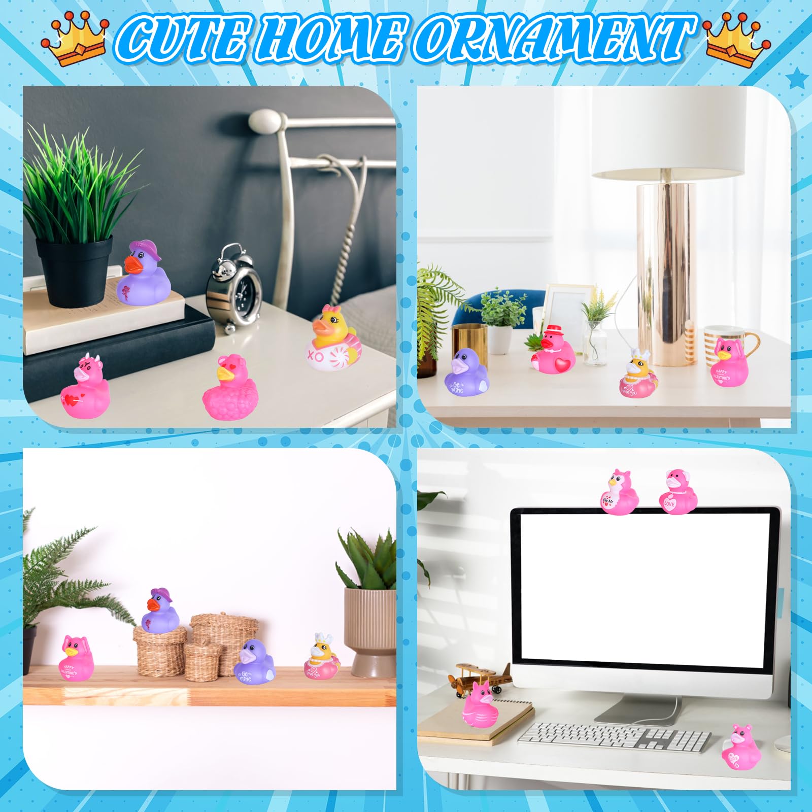 24 Pink Rubber Ducks with Cards and Bands – Bulk Party Favors for Birthday, Baby Shower, or Cruise Ship Fun | BOZILY