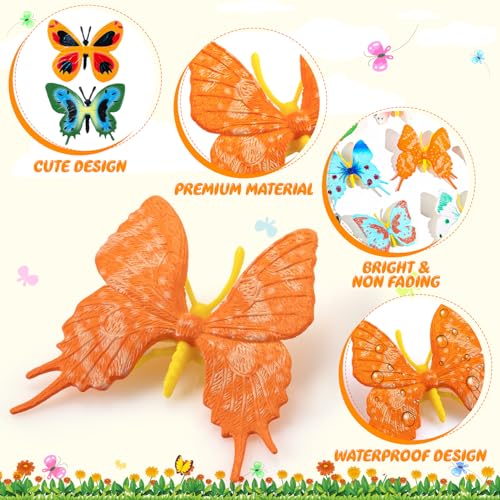 24 Plastic Butterfly Action Figures Set – 24 Unique Styles, Lifelike PVC Toys for Education, Decor & Parties by KVCSYAW
