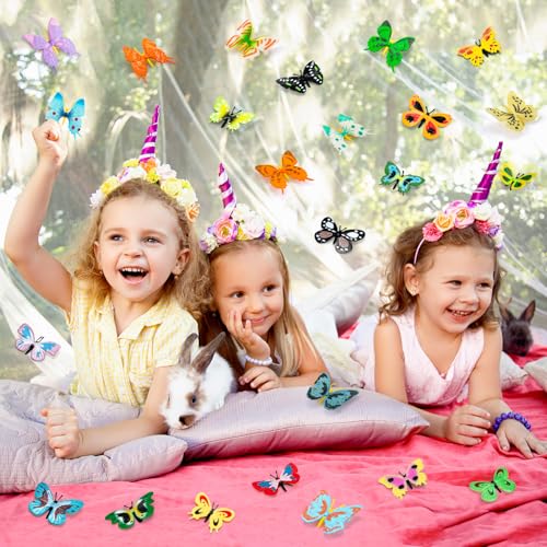 24 Plastic Butterfly Action Figures Set – 24 Unique Styles, Lifelike PVC Toys for Education, Decor & Parties by KVCSYAW