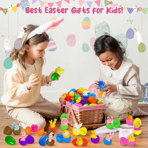 24 Prefilled Easter Eggs with Mochi Squishy Toys – EUOCENK Easter Basket Stuffers for Kids, Classroom Prizes, Egg Hunts