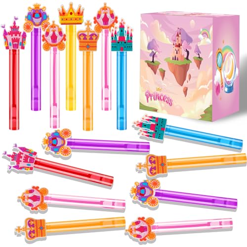 24 Princess Bubble Wands for Party Favors – Bulk Set of 24 Wands in 6 Colors