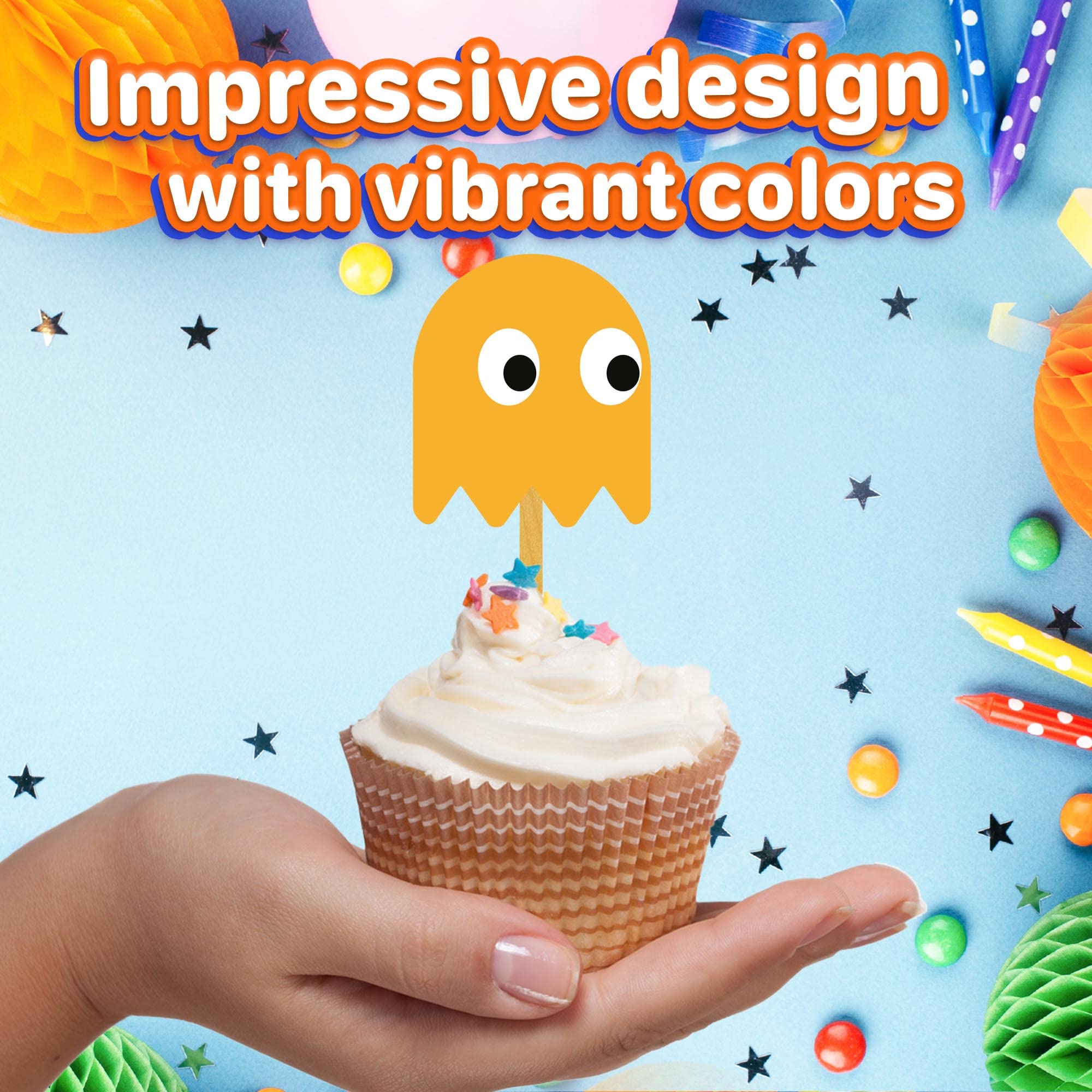 24 Retro Game Cupcake Topper Picks – Edible Wafer Paper Birthday Decorations for Kids