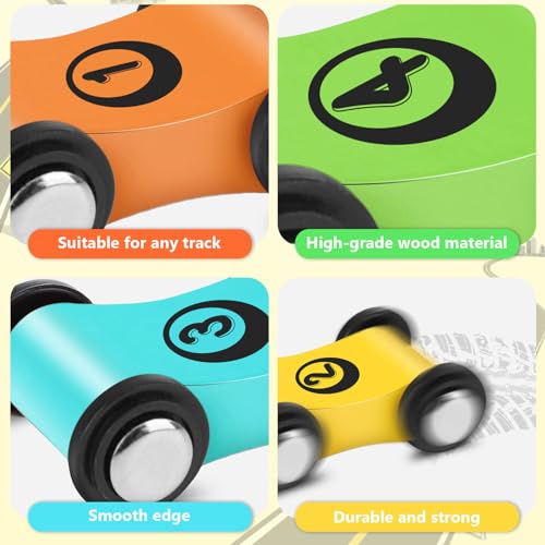 24 Wooden Cars for Car Ramp – Replacement Toy Vehicles Set by XLSXEXCL
