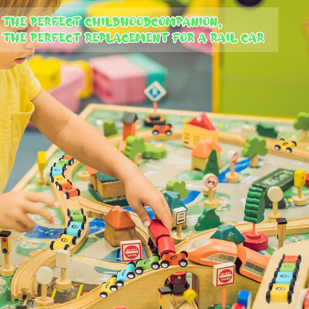 24 Wooden Cars for Car Ramp – Replacement Toy Vehicles Set by XLSXEXCL