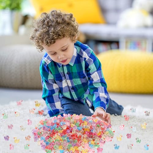 240 Glitter Mini Resin Ducks – Colorful Tiny Plastic Figures for Hiding, Crafts, and Miniature Scenes
