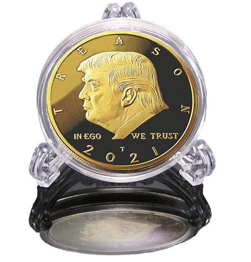 24kt Gold Plated 'Not My President' Coin with Display Stand – Anti-Trump Gag Gift