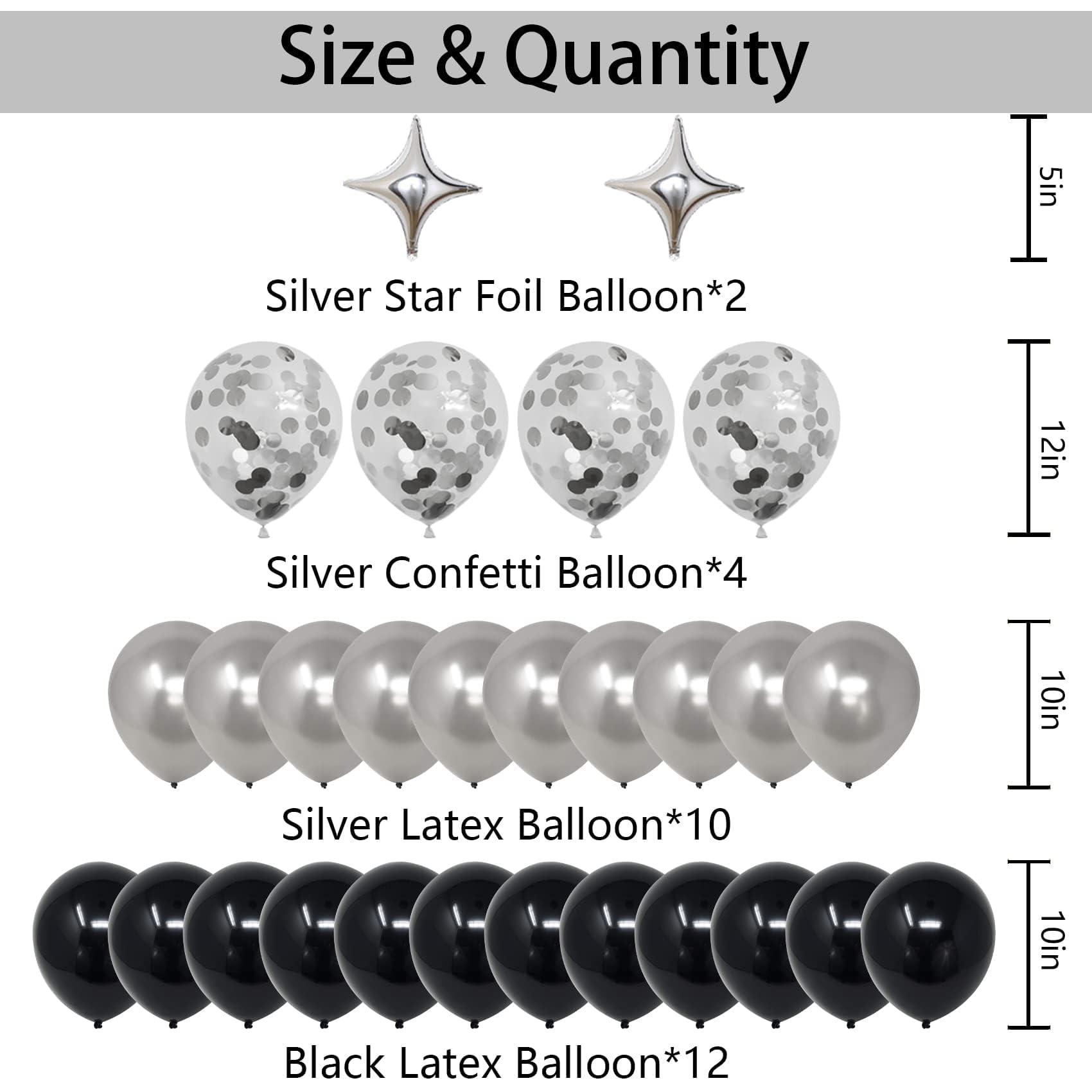 24th Birthday Decorations Kit Black Silver - Happy 24 Banner, Foil Numbers, Balloons Set